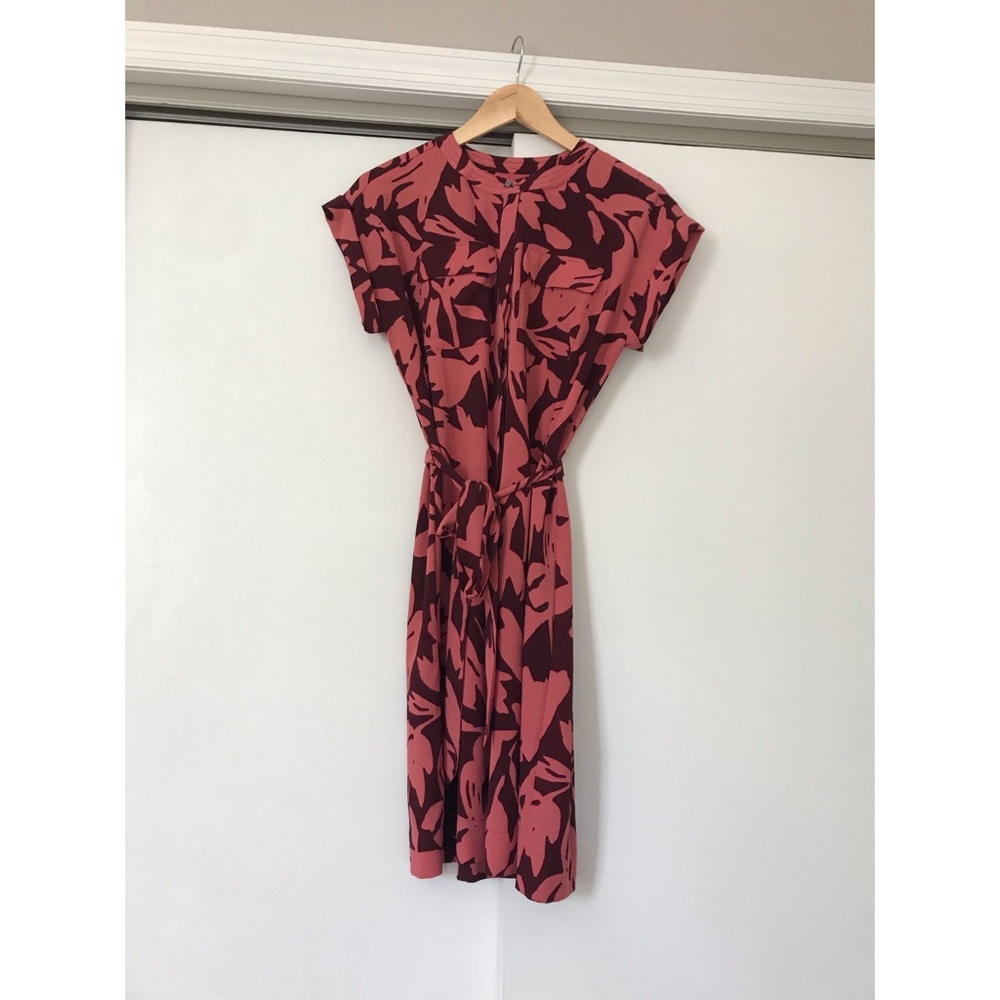 Loft Red Patterned Shirt Dress